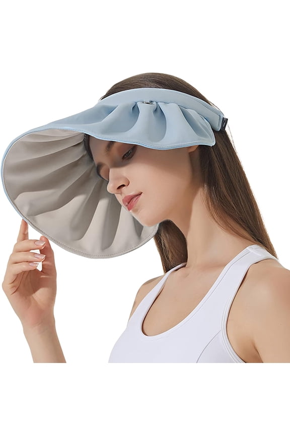 Womens Visors,Clip On Foldable Wide Brim Womens Golf Visor,Roll-up Headband Sun Hat with UV Protection
