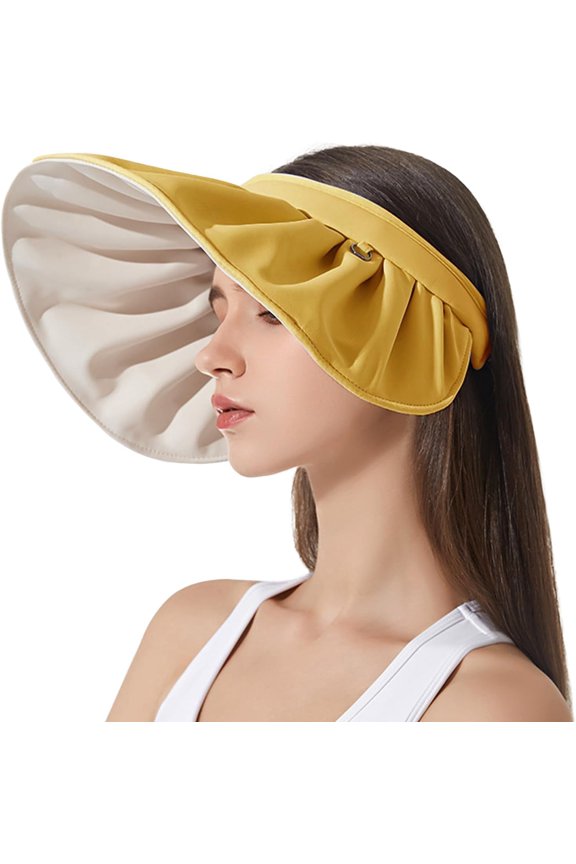 Womens Visors,Clip On Foldable Wide Brim Womens Golf Visor,Roll-up Headband Sun Hat with UV Protection