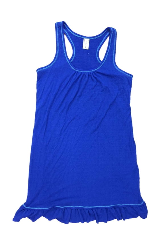 Womens Vivid Blue Tank Top Nightgown Ruffled Sleep Shirt Small (4-6)