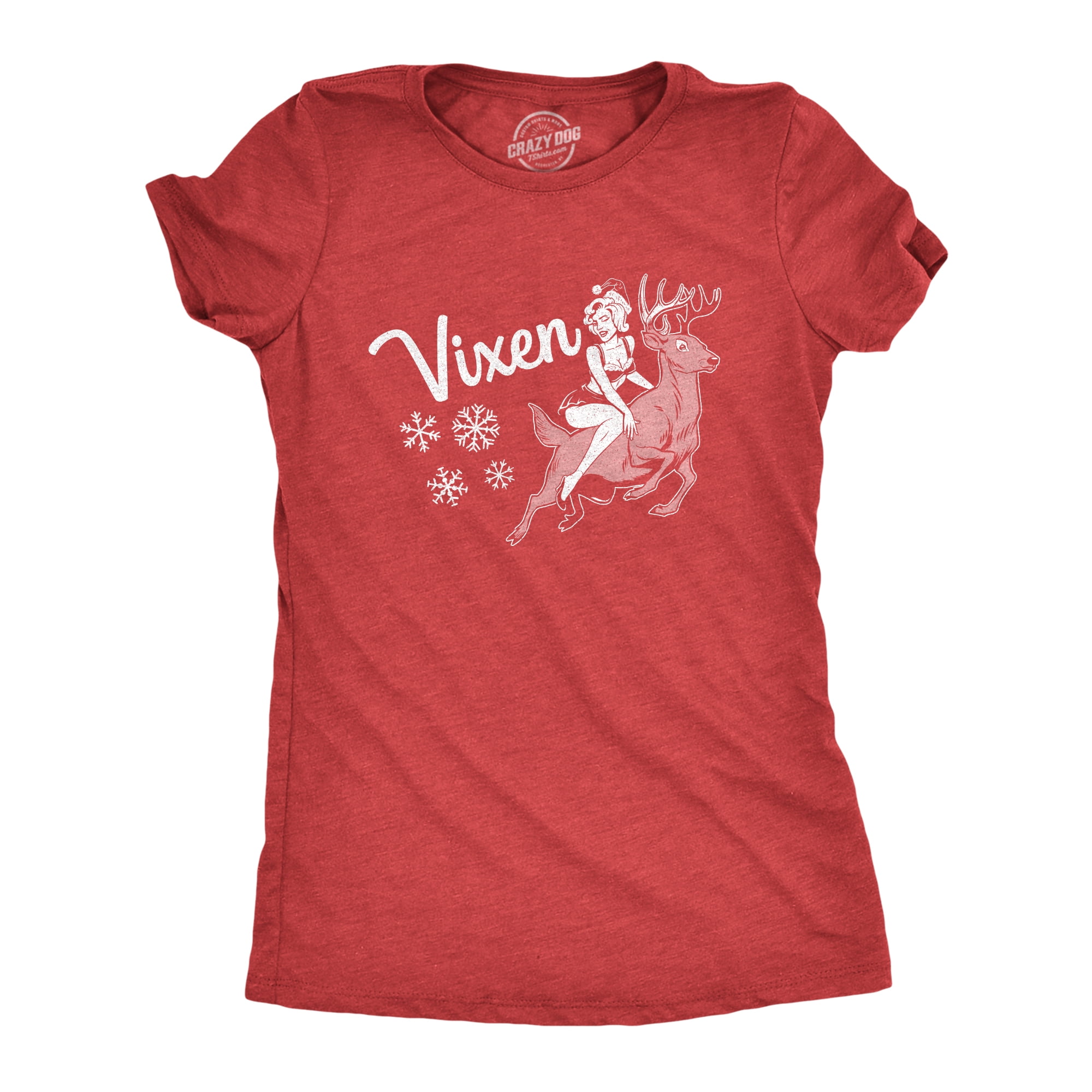 Womens Vixen Tshirt Funny Sexy Mrs Claus Reindeer Christmas Season