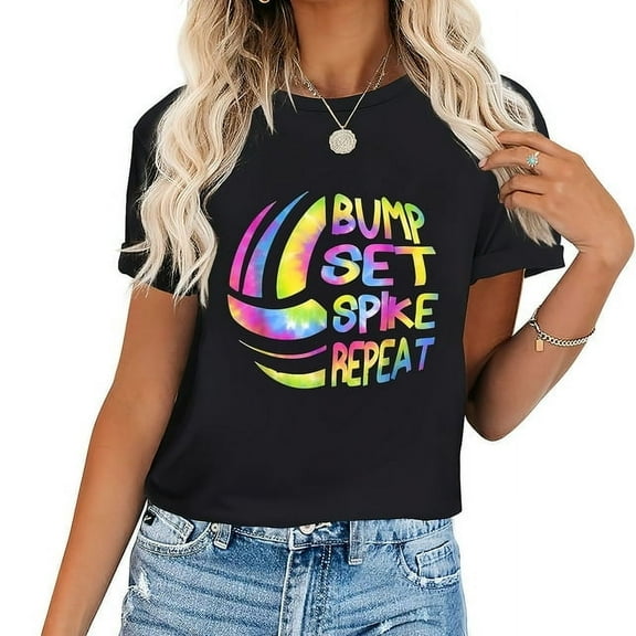 Womens Volleyball Stuff Attire Tie Dye Gift For A Teen Girl Player T-Shirt Black