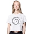 thumbnail image 1 of Womens Vortex Symbol American-Made Cute Cropped Yoga Tee Shirt, Extra Small White, 1 of 3