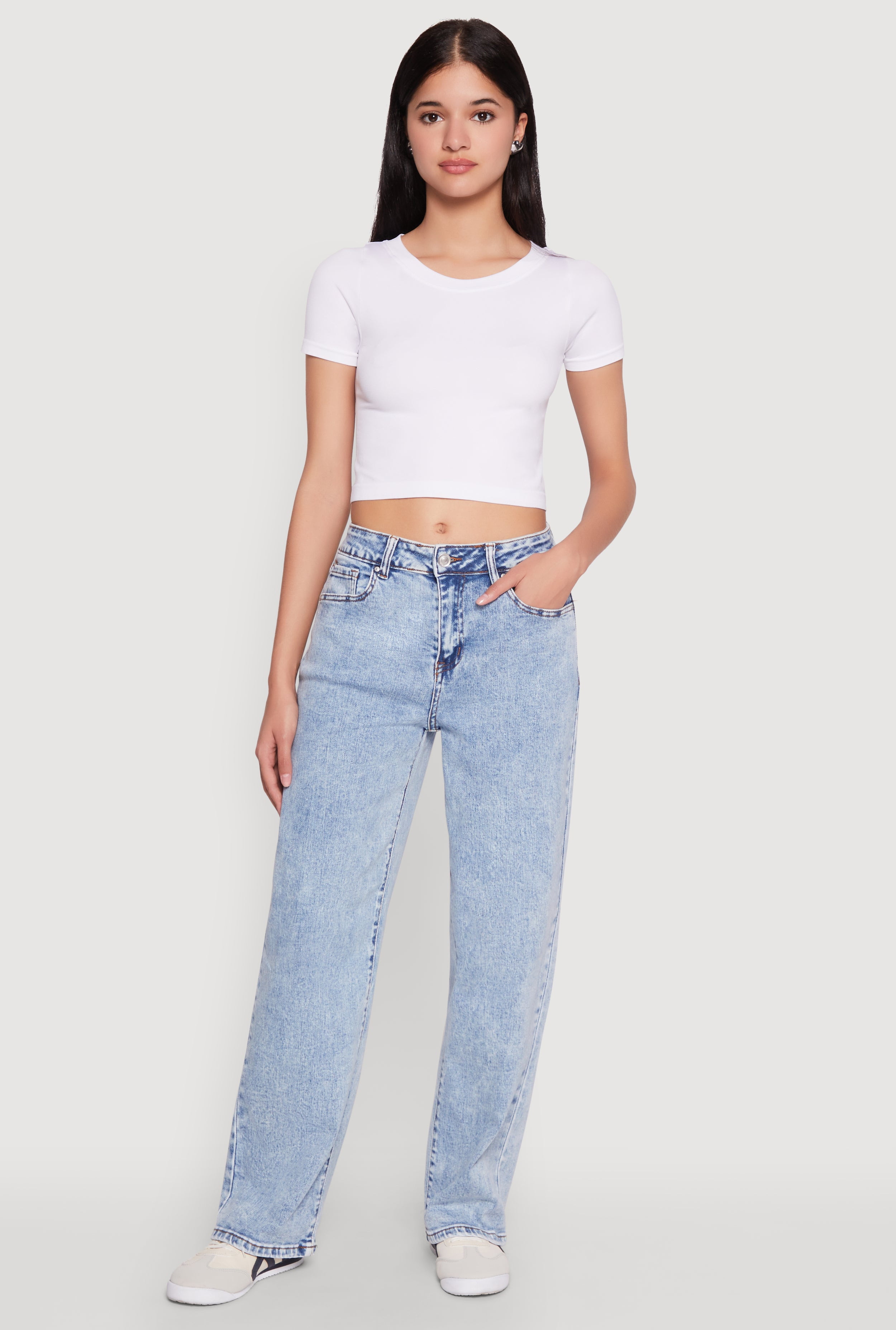 Womens WAX Acid Wash Straight Leg Jeans - Walmart.com