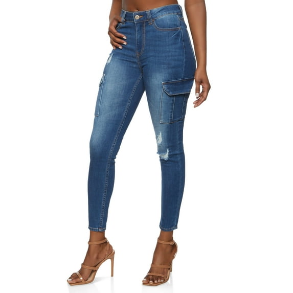 Womens WAX Cargo Pocket Skinny Jeans