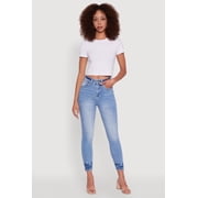 Women's WAX Crinkle Hem Whiskered Skinny Jeans