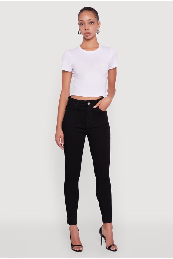 Womens WAX High Rise Solid Cropped Skinny Jeans
