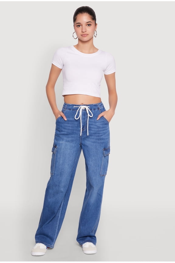 Womens WAX High Waisted Cargo Jeans