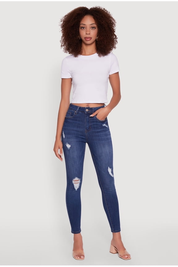 Women's WAX High Waisted Distressed Stretch Skinny Jeans