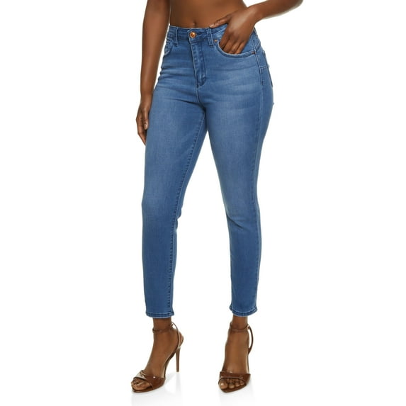 Womens WAX Solid High Waisted Skinny Jeans