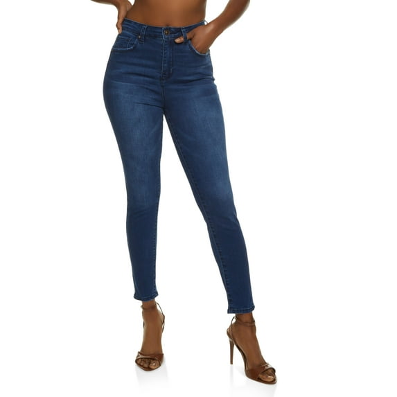 Womens WAX Solid High Waisted Skinny Jeans
