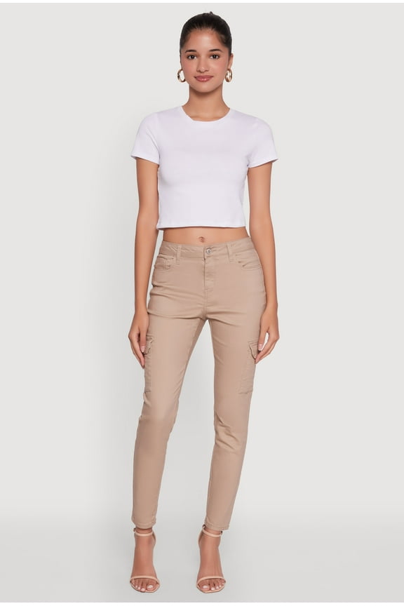 Womens WAX Solid Twill Skinny Cargo Pants