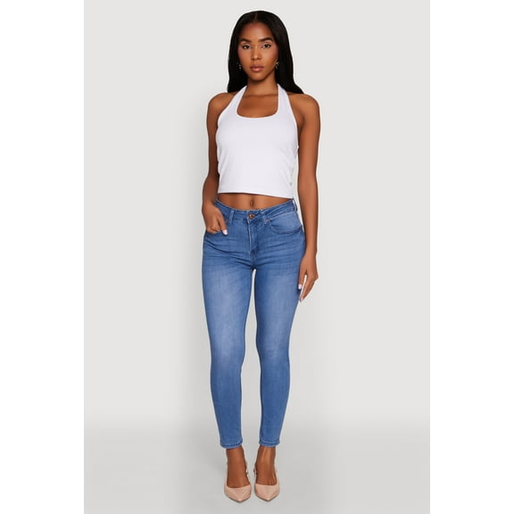 Womens WAX Stretch High Waisted Skinny Ankle Jeans