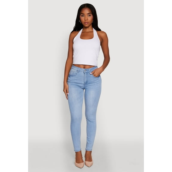 Womens WAX Stretch High Waisted Skinny Ankle Jeans