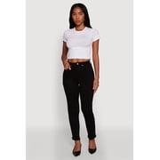 Women's WAX Stretch Rolled Cuff Mid Rise Mom Jeans