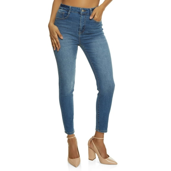 Womens WAX Whiskered High Waist Skinny Ankle Jeans