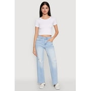 Womens WAX Whiskered Ombre Distressed Jeans