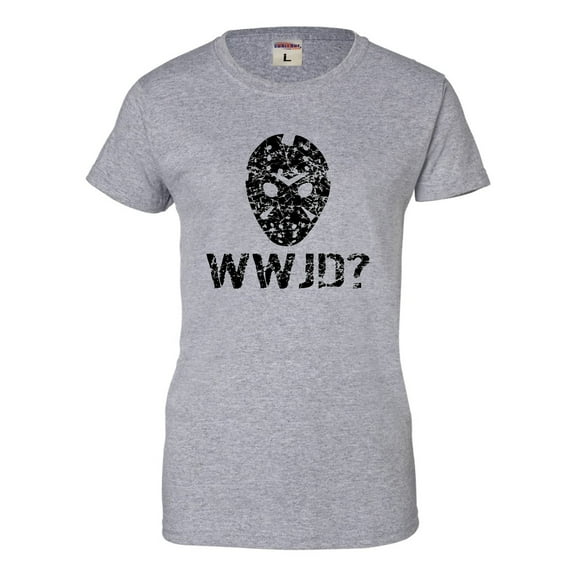 Womens WWJD What Would Jason Do? Funny Horror Movie T-Shirt