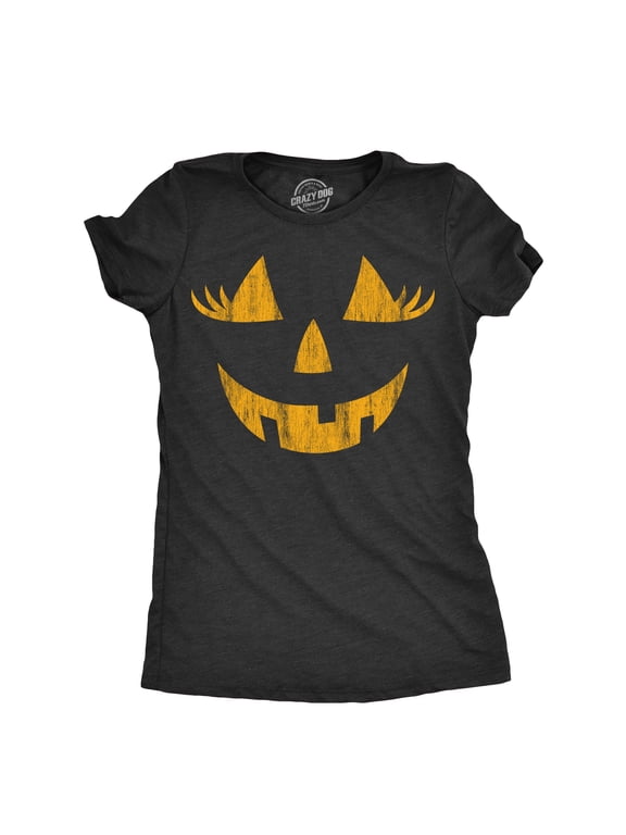 Womens Wacky Wendy Pumpkin T Shirt Funny Halloween Jack O Lantern Crazy Smile Tee for Ladies Womens Graphic Tees