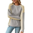 thumbnail image 1 of Womens Waffle Knit Colorblock Sweatshirt Loose Casual Trendy Pullover Tops Lightweight Fall Sweater No Hood (2XL, Gray), 1 of 6