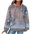 thumbnail image 1 of Womens Waffle Knit Graphic Hoodie with Pocket Drawstring Pullover Hooded Casual Sweatshirt Loose Fall Trendy Tops (L, Blue), 1 of 5