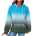 thumbnail image 1 of Womens Waffle Knit Graphic Hoodie with Pocket Drawstring Pullover Hooded Casual Sweatshirt Loose Fall Trendy Tops (S, Light Blue|Gradient), 1 of 5
