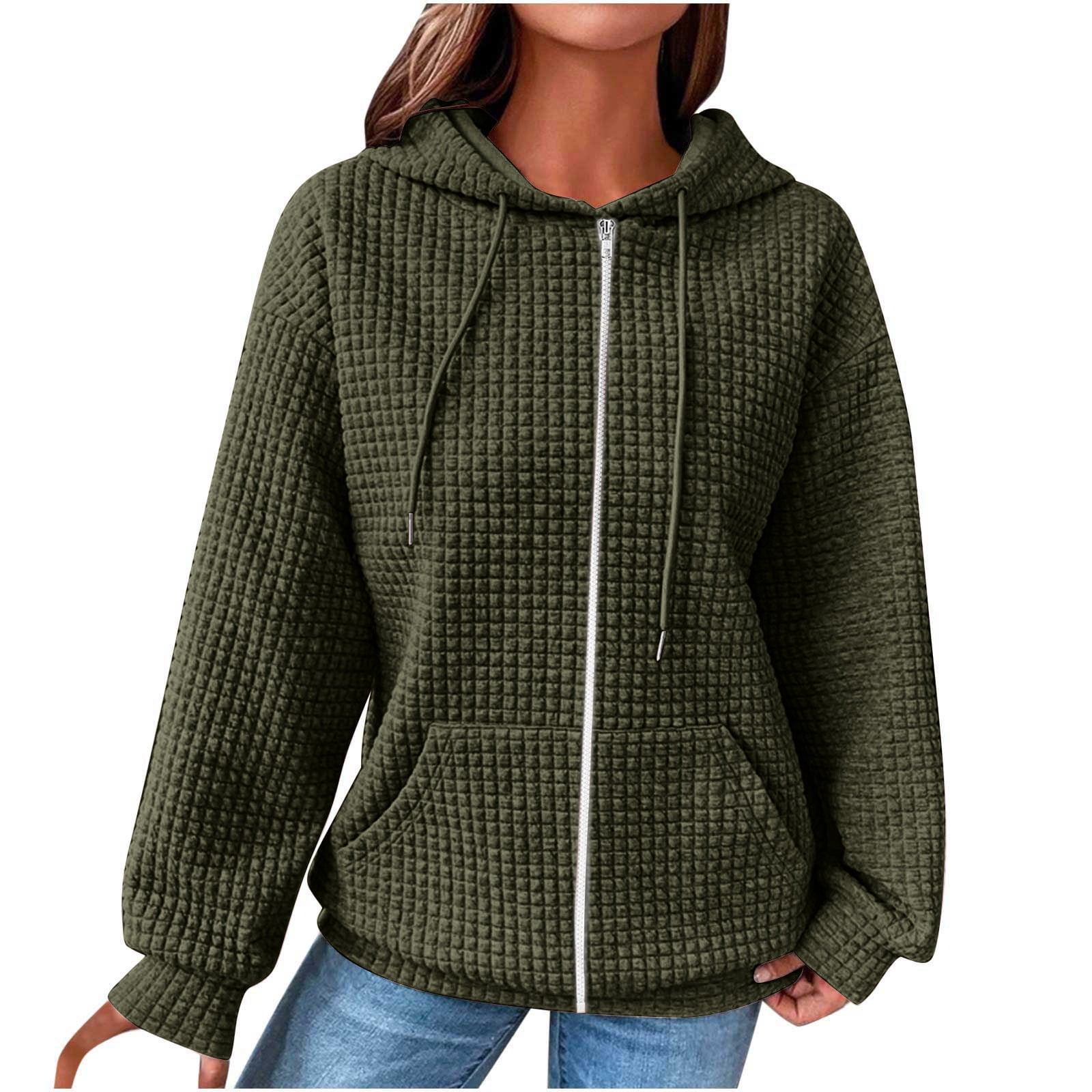 Waffle Zip Up Hoodie