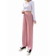thumbnail image 1 of Womens Waffle Knit Lounge Wide Leg Pants High Elastic Waist Flowy Sweater Pants with Drawstring Pink XXXL, 1 of 7