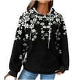 thumbnail image 1 of Womens Waffle Knit Oversized Hoodies 2025 Fall Cute Trendy Hooded Sweatshirt Drawstring Casual Loose Pullover Tops With Pocket,Black,L, 1 of 4