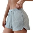thumbnail image 1 of Womens Waffle Knit Pajama Shorts Soft Drawstring Lounge Bottoms Casual Workout with Pockets Light Gray XL, 1 of 8