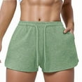 thumbnail image 1 of Womens Waffle Knit Pajama Shorts Soft Drawstring Lounge Bottoms Casual Workout with Pockets Light Green L, 1 of 9