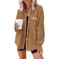 thumbnail image 1 of Womens Waffle Knit Shacket Boyfriend Shirt Jacket Button Down Blouse Loose Fit Long Sleeve Tops, 1 of 5