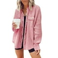 thumbnail image 1 of Womens Waffle Knit Shacket Boyfriend Shirt Jacket Button Down Blouse Loose Fit Long Sleeve Tops, 1 of 5