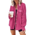 thumbnail image 1 of Womens Waffle Knit Shacket Boyfriend Shirt Jacket Button Down Blouse Loose Fit Long Sleeve Tops, 1 of 5