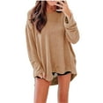 thumbnail image 1 of Womens Waffle Knit Shirts Drop Shoulder Long Sleeve Round Neck Casual Loose Pullover Oversized Fall Tops, 1 of 7