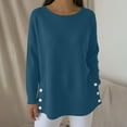 thumbnail image 1 of Womens Waffle Knit Top Cotton Blend Dressy Casual Side Buttons Curved Hem Tunic Blouse, 1 of 7