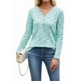 thumbnail image 1 of Womens Waffle Knit Tops V Neck Long Sleeve Shirts Dresy Casual Blouses Fall Outfits 2025 Green M, 1 of 7
