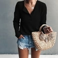 thumbnail image 1 of Womens Tops Casual V Neck Button Up Blouses Long Sleeve Loose Waffle Knit Tunic Henley Shirts Ribbed Solid Color Stretchy Stylish Basic T Shirts 2023, 1 of 7