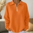 thumbnail image 1 of Womens Waffles Sweaters 1/4 Zip Long Sleeve Pullover Tops V Neck Dressy Casual Sweatshirts Fall Winter Shirt Orange XXL, 1 of 7