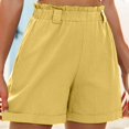 thumbnail image 1 of Womens Waist Summer High Shorts Cotton Waist Casual Women Shorts Elastic And Solid Women's Shorts, 1 of 5