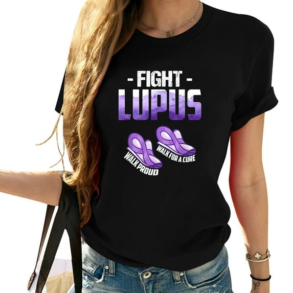 Womens Walk Proud For A Cure Fight Lupus Awareness Month Supporter T-Shirt Black