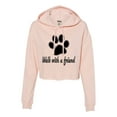 thumbnail image 1 of Womens Walk With A Friend Dog Lovers Pet Lovers Cropped Hooded Sweatshirt, 1 of 1
