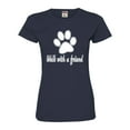thumbnail image 1 of Womens Walk With A Friend Dog Lovers Pet Lovers Deluxe Soft T-Shirt, 1 of 1