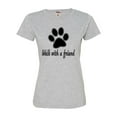 thumbnail image 1 of Womens Walk With A Friend Dog Lovers Pet Lovers Deluxe Soft T-Shirt, 1 of 1