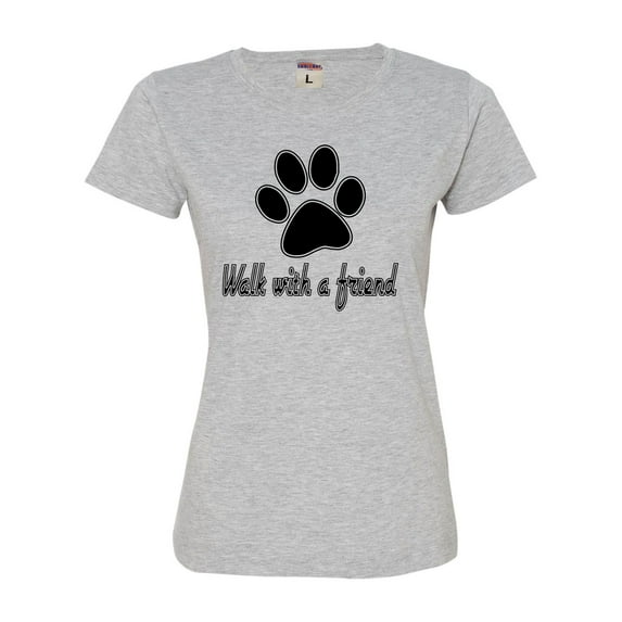 Womens Walk With A Friend Dog Lovers Pet Lovers Deluxe Soft T-Shirt