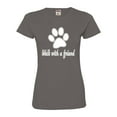 thumbnail image 1 of Womens Walk With A Friend Dog Lovers Pet Lovers Deluxe Soft T-Shirt, 1 of 1