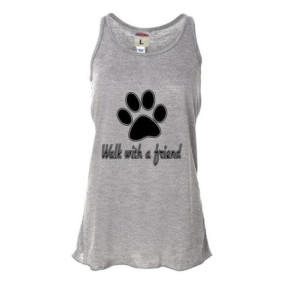 Womens Walk With A Friend Dog Lovers Pet Lovers Flowy Racerback Tank Top T-Shirt