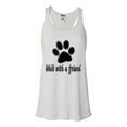 thumbnail image 1 of Womens Walk With A Friend Dog Lovers Pet Lovers Flowy Racerback Tank Top T-Shirt, 1 of 1