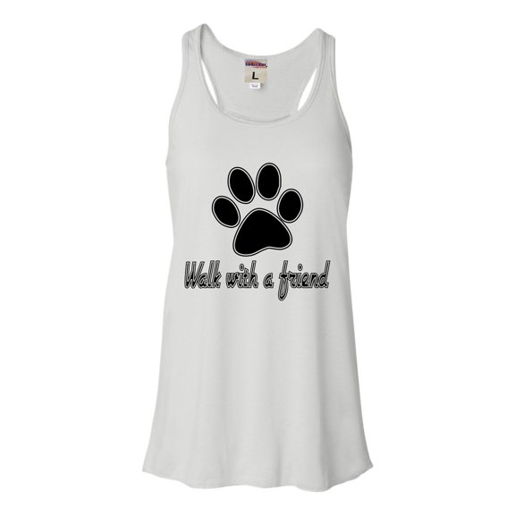 Womens Walk With A Friend Dog Lovers Pet Lovers Flowy Racerback Tank Top T-Shirt