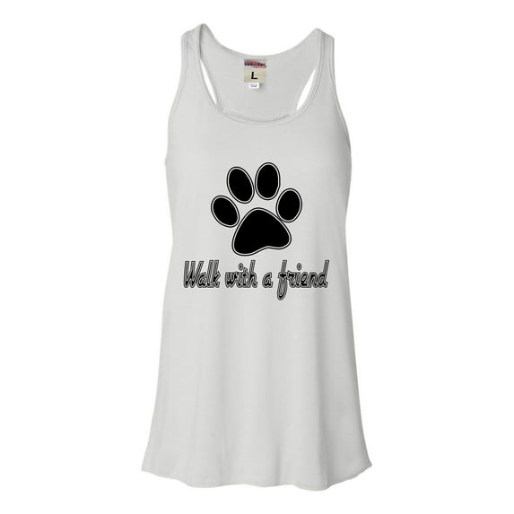 Womens Walk With A Friend Dog Lovers Pet Lovers Flowy Racerback Tank Top T-Shirt