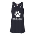 thumbnail image 1 of Womens Walk With A Friend Dog Lovers Pet Lovers Flowy Racerback Tank Top T-Shirt, 1 of 1